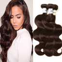 Dark Brown Body Wave Bundles Human Hair Brazilian Hair Extensions Sew In 9A Grade 100% Unprocessed Virgin Remy Human Hair Weave Extensions (body2#, 10 12 14)
