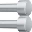 2 Pack Curtain Rods for Windows 32-60 Inch, 1 Inch Adjustable Silver Curtain Rod Set with Brackets, Easy Install