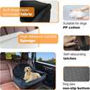 Dog Car Seat Bed for Large/Medium Dogs or 2 Small Dogs, Pet Booster Seat for Dog Travel Safety,Soft Fabric and Non-Slip Base,Can be Disassembled and Easy to Clean(Black Outside Grey Inside)