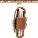 4 x Toprank Genuine Leather Slim Wallet & Card Holder  Handmade Minimalist Design for Men & Women, Vintage Distressed Look (Camel)