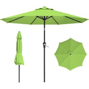 9 FT Patio Umbrella for Outdoor, Outdoor Umbrella with Push Button Tilt and Crank, Outdoor Patio Umbrellas with 8 Sturdy Ribs for Market, Garden, Deck, Backyard, Pool (Apple Green)