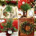 MEMOVAN Christmas Norfolk Pine Branches 18inch Artificial Green Pine Stem Real Touch Faux Cedar Pine Stem Lifelike Greenery Pines Picks Sprays for Vases DIY Flower Xmas Wreath Garland Craft Home Decor