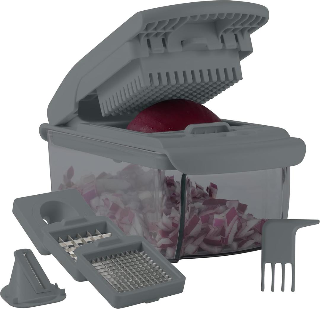 Cook with Color Vegetable Chopper - Multifunctional 11 in 1 Vegetable Chopper with Container - Food Chopper to Dice, Chop, Slice, Julienne and Spiralize, Charcoal