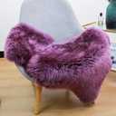 Fluffy Genuine Sheepskin Rug, Fuzzy Shaggy Fur Area Rug for Bedroom Living Room Soft Fur Wool Pray Pup Cushion Mat Carpet, Chair Sofa Seat Cover(Pansy Purple, Single Pelt/2FT*3FT)