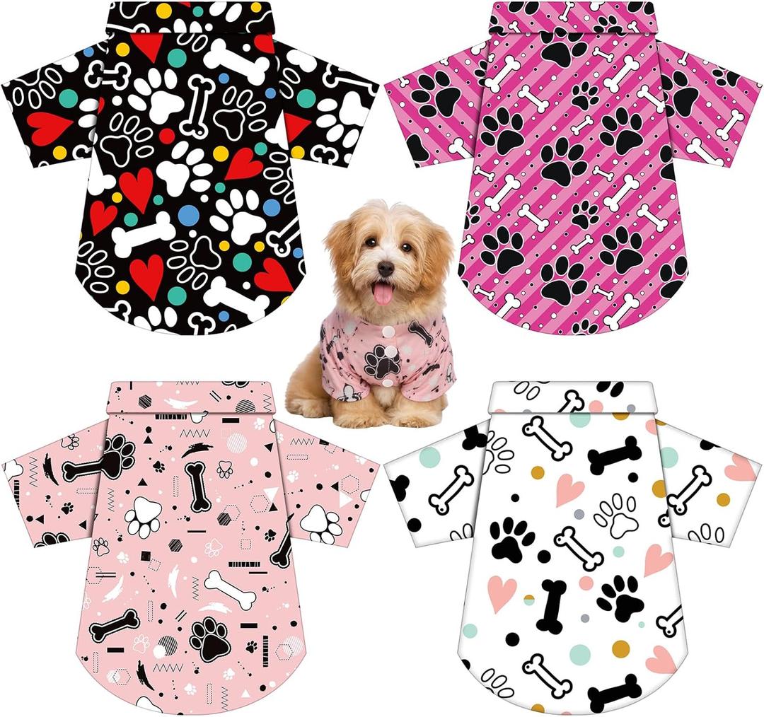 Weewooday 4 Pieces Small Pet Summer T-Shirts Hawaii Style Floral Pet Dog Shirt Breathable Cool Clothes Beach Seaside Puppy Sweatshirt for Puppy(Bright Style, Large)