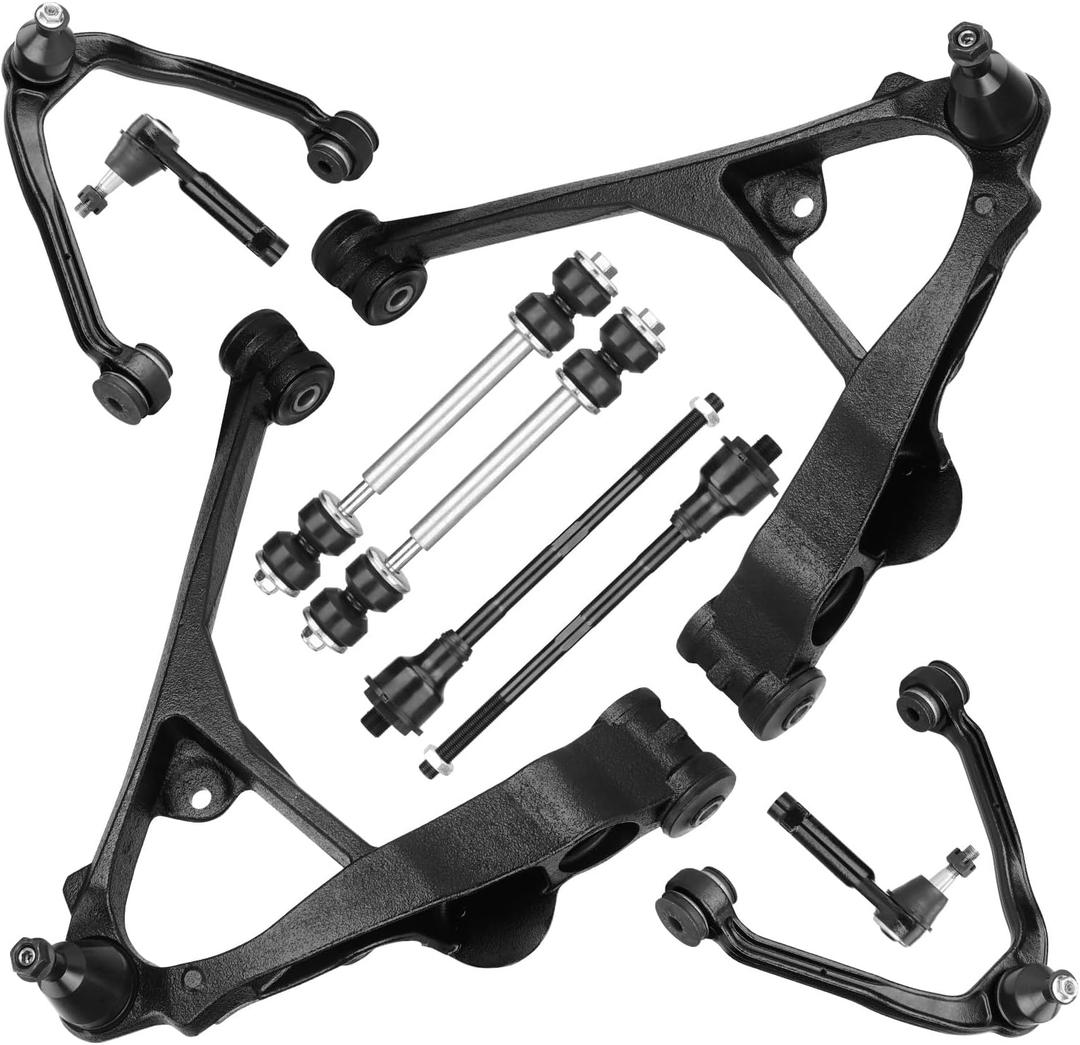Front Control Arms w/Ball Joint for 99-06 Chevy Silverado/GMC Sierra 1500 4WD AWD (Front Torsion Bar Suspension), 02-06 Cadillac Escalade/EXT, 00-06 Suburban 1500 Tahoe Yukon, End Link Suspension Kit
