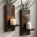 Wood Wall Planter Set of 2, Wooden Wall-Mounted Vase with Shelf for Plants & Candles, Farmhouse Hanging Wall Home Decor for Living Room, Bedroom, Bathroom, 13.8" x 5" (Black Walnut)