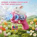 Bunny Bubble Gun for Kids, 2 Pack Rabbit Bubble Machine for Toddler W/LED Lights, 12000+ Bubble/Min, 360 Leak-Proof Bubble Blower Blaster Toy, Outdoor Summer Play, Easter, Wedding & Birthday Gifts