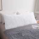 MEGO Luxury Fluffy Body Pillow Cover, 20x54 Shaggy Faux Fur Body Pillow Case, White Soft Plush Fuzzy Body Pillowcase, Decorative Furry Long Bed Pillow with Zipper Closure Hug Pillow for Bedroom White