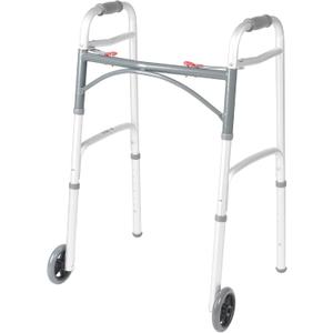 Drive Medical Two-Button Folding Walker with Wheels, Height Adjustable
Two-Button Rolling Walker Features Dual Push-Button Operation, Adjustable Height and Durable Aluminum Frame