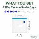 21 Pcs Reusable Vacuum Sealer Bags(8.5 * 8.5in), BPA Free Sous Vide Bag, with Sealing Clips & Leak-Proof Design for Sous Vide Cooking, Freezer, Microwave Heating