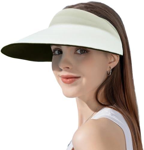 ZOORON Sun Visor Hats for Women Men Wide Brim Sun Hats Women Men Adjustable Ponytail Sun Hats Foldable UPF 50+ Pack of 3
