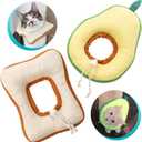 Frienda 2 Pieces Adjustable Cat Cone, Cat Recovery Collar, Kitten Cones After Surgery Pet Neck Strap Elizabethan Donut Toast Neck Cone Collar with Edge for Kitten