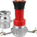 Fire Hose Nozzle,1-1/2 inch NPSH Heavy-Duty Industrial Fire Hose Constant Flow Fog Nozzle with 2pcs 1.5" Aluminum Camlock Fitting Coupling Equipment