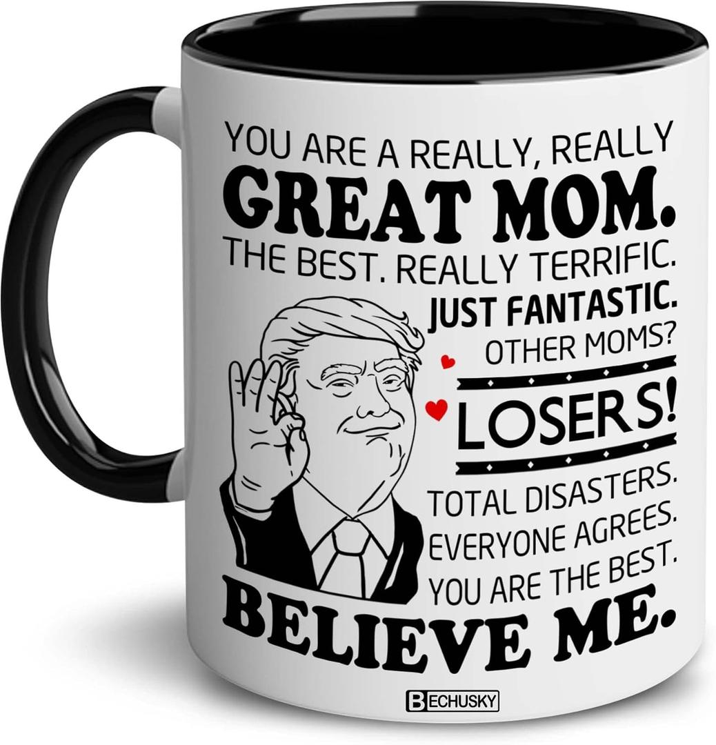 BECHUSKY Mothers Day Gift For Mom - Best Moms Coffee Cup - Moms Birthday Gift Ideas - Mom Mugs From Daughter, Son - Mother Day, Birthday Gifts For Mother, Mommy, Mama - Great Mommy Mug (2 FBA MOM)