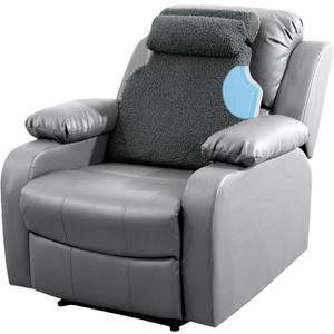 MABOZOO 2 Piece Sherpa Fleece Lumbar Support Pillow for Recliner Chair, Memory Foam Lumbar Pillow with Headrest for Back Pain Relief, Back Support Cushion for Office ChairGrey