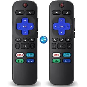 2Pcs Replacement Remote Control Compatible for Roku TV, Universal Remote Fit for Hisense/Onn/TCL/Sharp/Element/Philips/Hitachi/JVC/RCA/Insignia/Sanyo/LG RokuSeries Smart TVs (Not for RokuStick & Box)