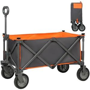 PORTAL Collapsible Wagon Cart, Heavy Duty Foldable Wagon Carts with Wheels, Folding Utility Wagon for Camping, Shopping, Garden, Sports, Beach