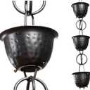 Monarch Rain Chains for Gutters Aluminum – 8.5 ft Hammered Black Rain Chain for Outside, Decorative Heavy Duty Gutter Catcher Downspout Replacement, Modern Durable Hanging Gutter Chain for Outdoor