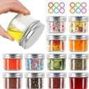 AuroTrends Small Mason Jars 4 oz 12Pcs with Regular Lids, 4 oz Mason Jars with Lids/Small Canning Jars 4 oz for Candle Making/Jams/Jellies/Spices (Silver Lids)