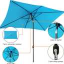 Blissun Rectangular Patio Umbrella, Table Market Umbrella with Tilt and Crank, Outdoor Umbrella for Garden, Deck, Backyard, Pool and Beach