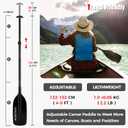 Canoe Paddles Aluminum Paddle with Plastic Blades Floating Adjustable Canoeing and Boating Oars, 122-152 cm/4-5 Ft, Black/Yellow