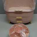 Makeup Organizers and Storage Make up Organizer for Vanity Cosmetics Skincare With Lid and Drawers Display Cases for Countertop Bathroom Women Teenager Girl Gifts(Pink+Brush Holder)