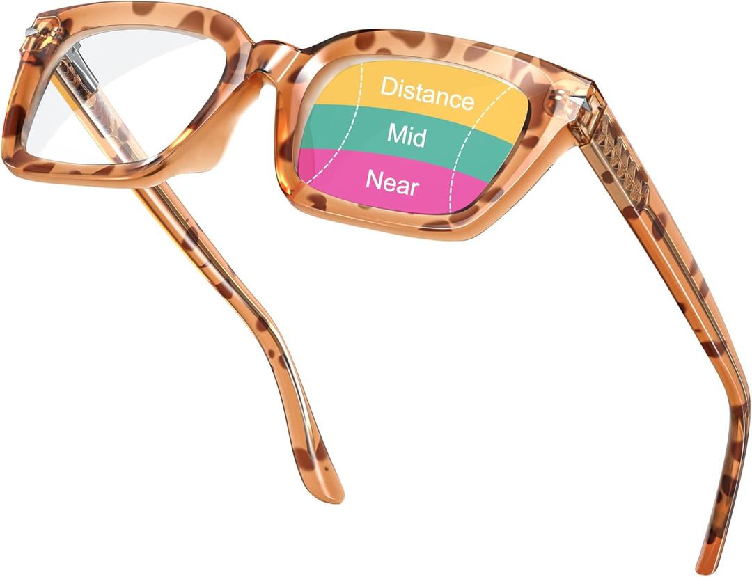 VISOONE Progressive Multifocal Reading Glasses Spring Hinge Blue Light Blocking for Women and Men readers YALE (Coco Tortoise)