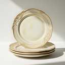 Yokiiimakiii Ceramic Flat Plates Set of 4, 10.5 inch Reactive Glaze Stoneware Dish Set for Dessert, Salad, Appetizer, Dinner, Dishwasher & Oven Safe, Scratch Resistant-Faint Yellow