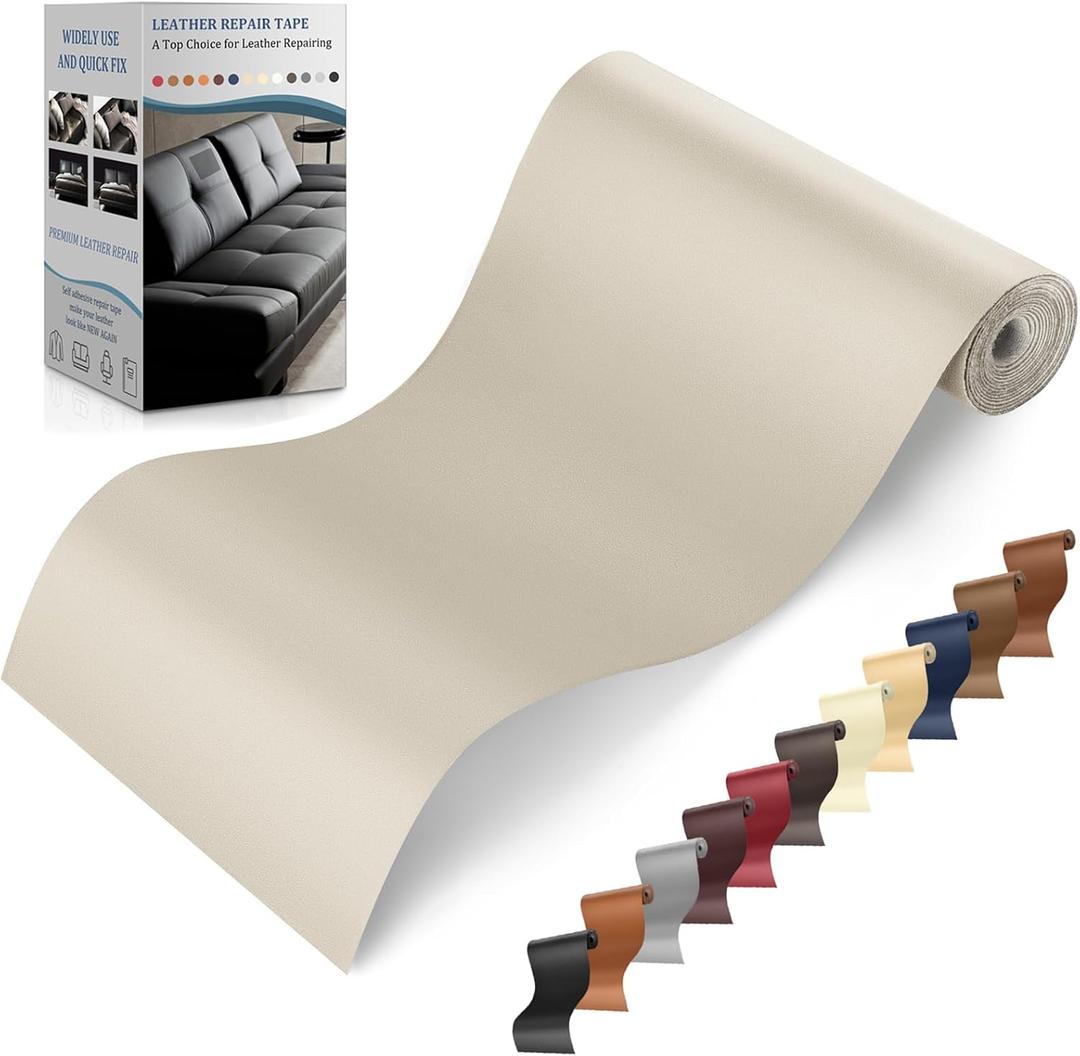 YAFLC Self Adhesive Leather Repair Tape Kit, 4"x 63" Leather Repair Patch for Furniture, Leather Repair Patch for Car seat, Sofas, Couch, Boat Seat Apricot