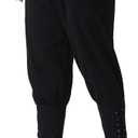 Mens Vintage Striped Pirate Pants Costume, Halloween Medieval Ankle Banded Pants, Renaissance Gothic Viking Navigator Trousers (M,Black-Button)