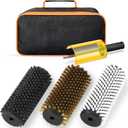 Threlaco 150 mm Ski Wax Kit with 3 Rotor Brushes (Brass, Horse Hair and Nylon) for Waxing with Protector Storage Bag and Handdle Ski Rotation Brush Kit Using on Electric Drill