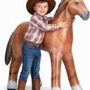 37" Inflatable Horse Decoration - Blow Up Brown Horse Toy for Kids Western, Cowboy, Barnyard, Farm & Rodeo Party Supplies, Birthday, Fall Festivals, Baby Shower, Halloween & Holiday Décor
