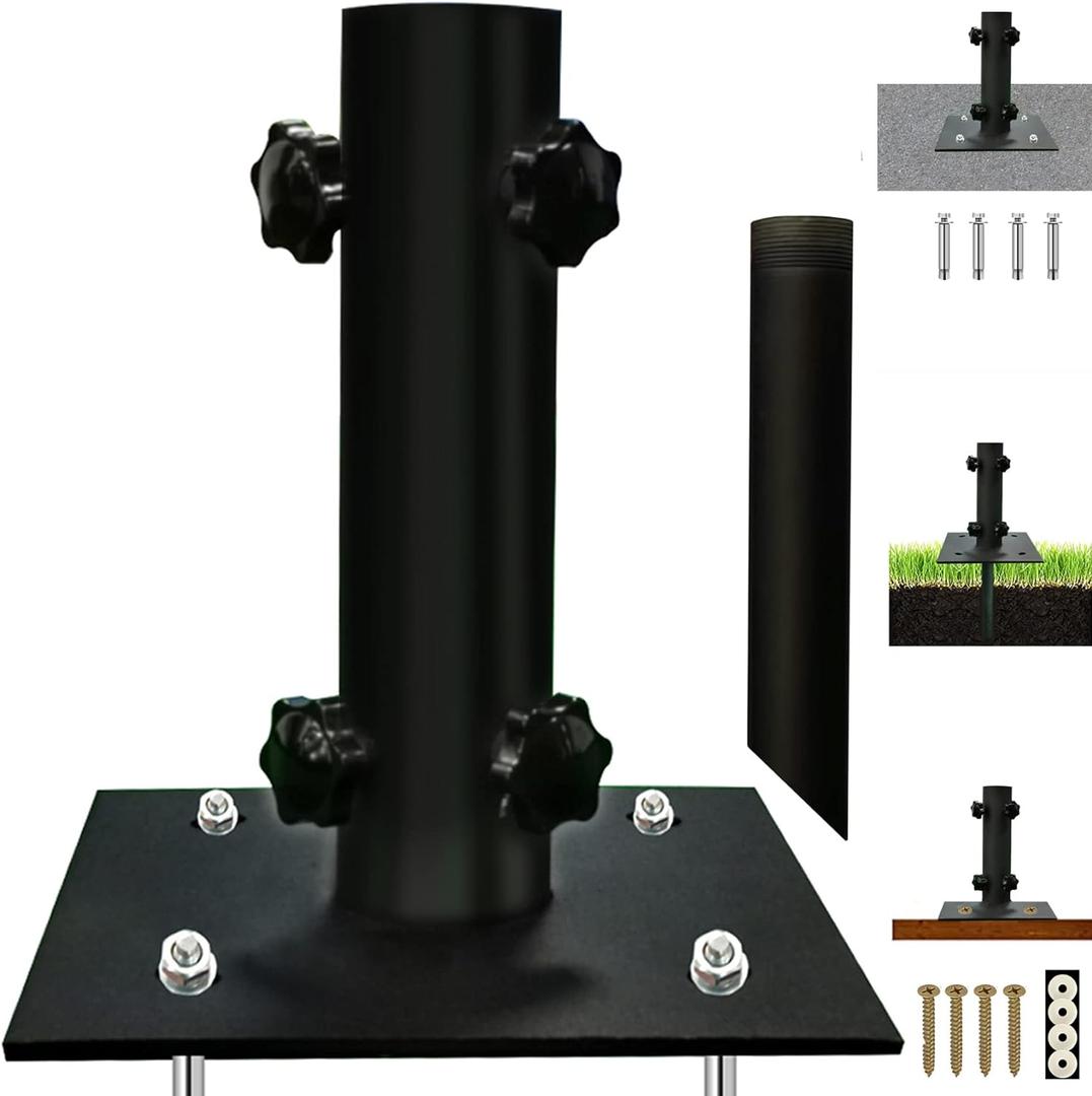Patio Umbrella Stand for 1.2''-2.2'' Pole, Lawn Design with Ground Spike Fixing, Easy to Carry, Table Umbrella Base for Multiple Scenes, Garden/Deck/Porch.