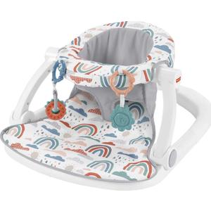 Fisher-Price Portable Baby Chair Sit-Me-Up Floor Seat with Developmental Toys & Machine Washable Seat Pad, Rainbow Showers