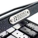 Bucher&Rossini Metal Surface Dominoes Set Double 6 - Classic Black Domino's Game Set with Silver Metal Surface Dominos Set for Adults and Kids Ideal Gift for Domino Players or Family Game Night