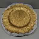 WUWEOT 12 Pack Gold Charger Plates, 12.7" Round Plastic Reef Plate Chargers with Flora Reef Design for Wedding Dinner Party Decoration