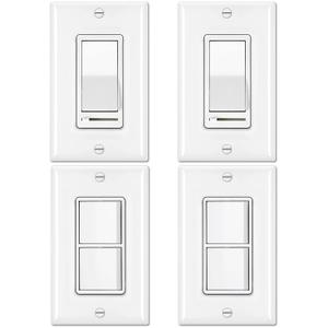 BESTTEN 2 Pack Dimmer Light Switch, Universal Lighting Control, Single Pole or 3 Way, Compatible with LED Dimmable Lamp, CFL, Incandescent, Halogen Bulb, Decorator Wallplate Included, UL Listed, White