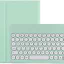 KMXDD Cute Keyboard Case Compatible with iPad Air 11 inch M2/ Air 5th 4th Gen 10.9 inch/iPad Pro 11 inch 4th 3th 2th 1st Gen Keyboard Case Round Key Removable Bluetooth Keyboard Cover (Mint Green)