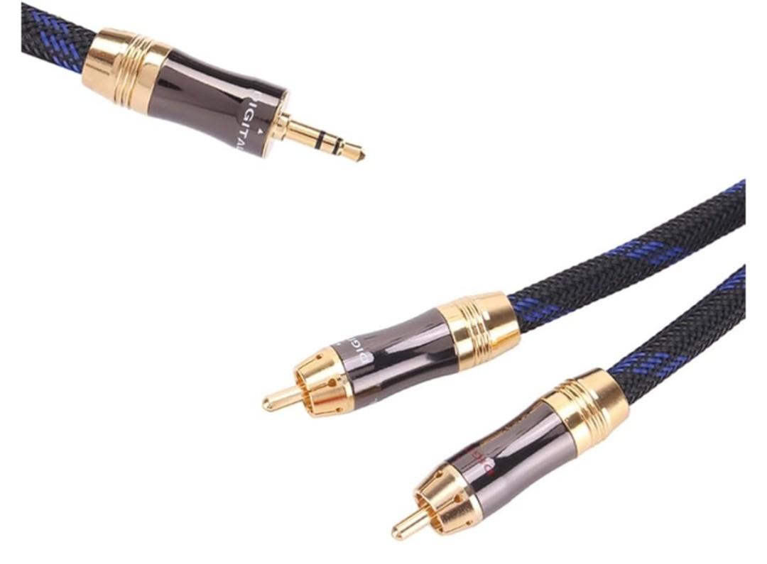 HiFi Dual Shielded (OD 8.0mm) 3.5mm AUX to 2 RCA Audio Adapter Cable (6.6FT)