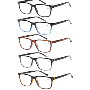 JOSCHOO 5 Pack Reading Glasses Men Women Spring Hinges Comfortable Glasses for Reading +3.0