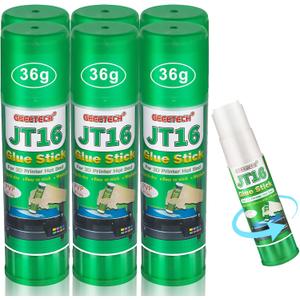 3D Printer Glue Sticks, 36 Grams Each PVP Solid Glue Sticks for Hot Bed Plate, Washable, Non-Toxic, Reduce Warping for PLA, ABS, PETG, HIPS, TPU Filament on PEI, Glass, Aluminum, Buildtak Board, 6Pcs