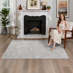 Valenrug 9x12 Area Rug, High Low Pile Washable Rugs for Living Room Grey
