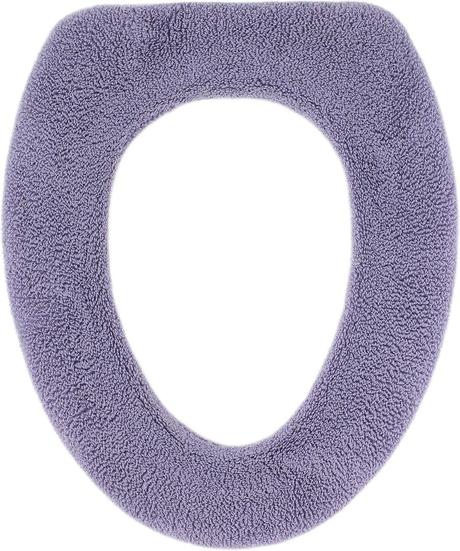Soft Toilet Seat Cover - Plush & Thick Fabric Toilet Seat Warmer for Round & Elongated 14x18" Toilet Seats - Reusable, Machine-Washable, Easy-Install - Gift-Ready Packaging - Purple Ash