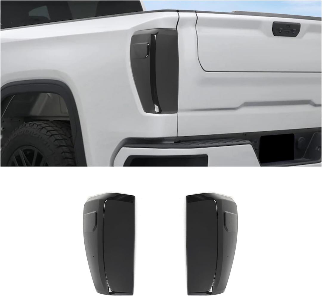 RAZPOY Tail Light Cover Compatible with GMC Sierra Accessories 2019 2020 2021 2022 2023 2024 2025, Smoke Black Rear Light Guards Trim