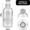 PINIWON 24 Pack 4 oz Clear Glass Bottles, 120ml Boston Round Sample Bottles with Black Poly Cone Caps, Labels, Funnels and Brush