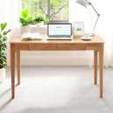 Solid Wood Desk,47" Oak Wooden Desk with Drawers,Mid Century Modern Small Computer Desk with Drawers for Small Spaces Home Office Solid Wood Writing Desk (Wood Color-2, 47")