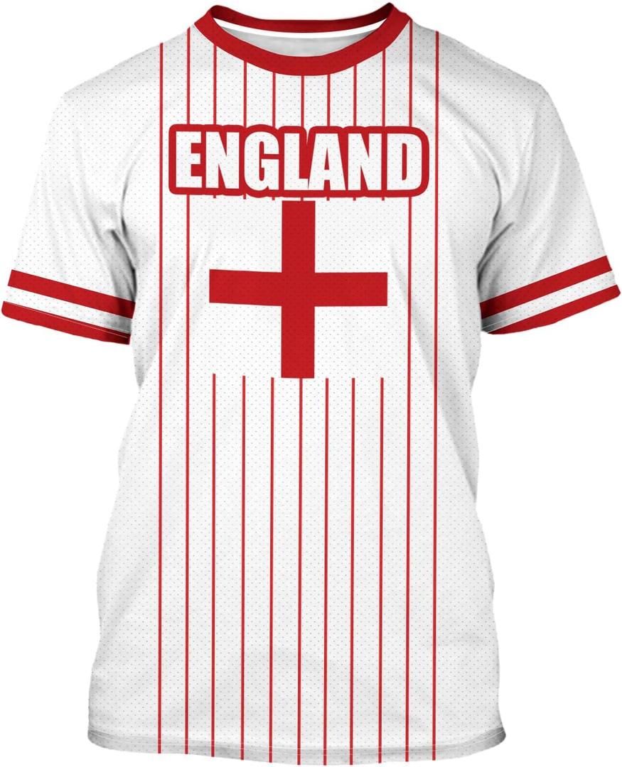 Men's Soccer Jersey Short-Sleeved Sports Training Shirt Breathable Athletic Casual T-Shirt Fan's Soccer Jersey 2XL