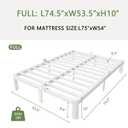 White Full Bed Frame 10 Inch, Low Full Size Bed Frame No Box Spring Needed with Mattress Stoppers, DIY Headboard, Heavy Duty Steel Support 3000 LBS, Rounded Legs, Easy Assembly, Noiseless