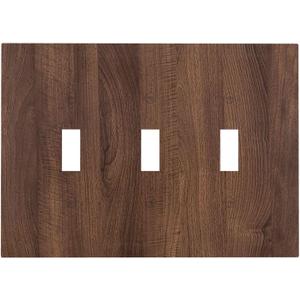 Decorative Light Switch Cover Plate Dark Walnut Wood Grain 3 Gang Wall Plate Triple Toggle Switch Plate Covers Electrical Outlet Cover for Farmhouse Cabin Decor